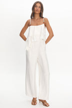 Darylyn Asymmetric Ruffle Jumpsuit Off White