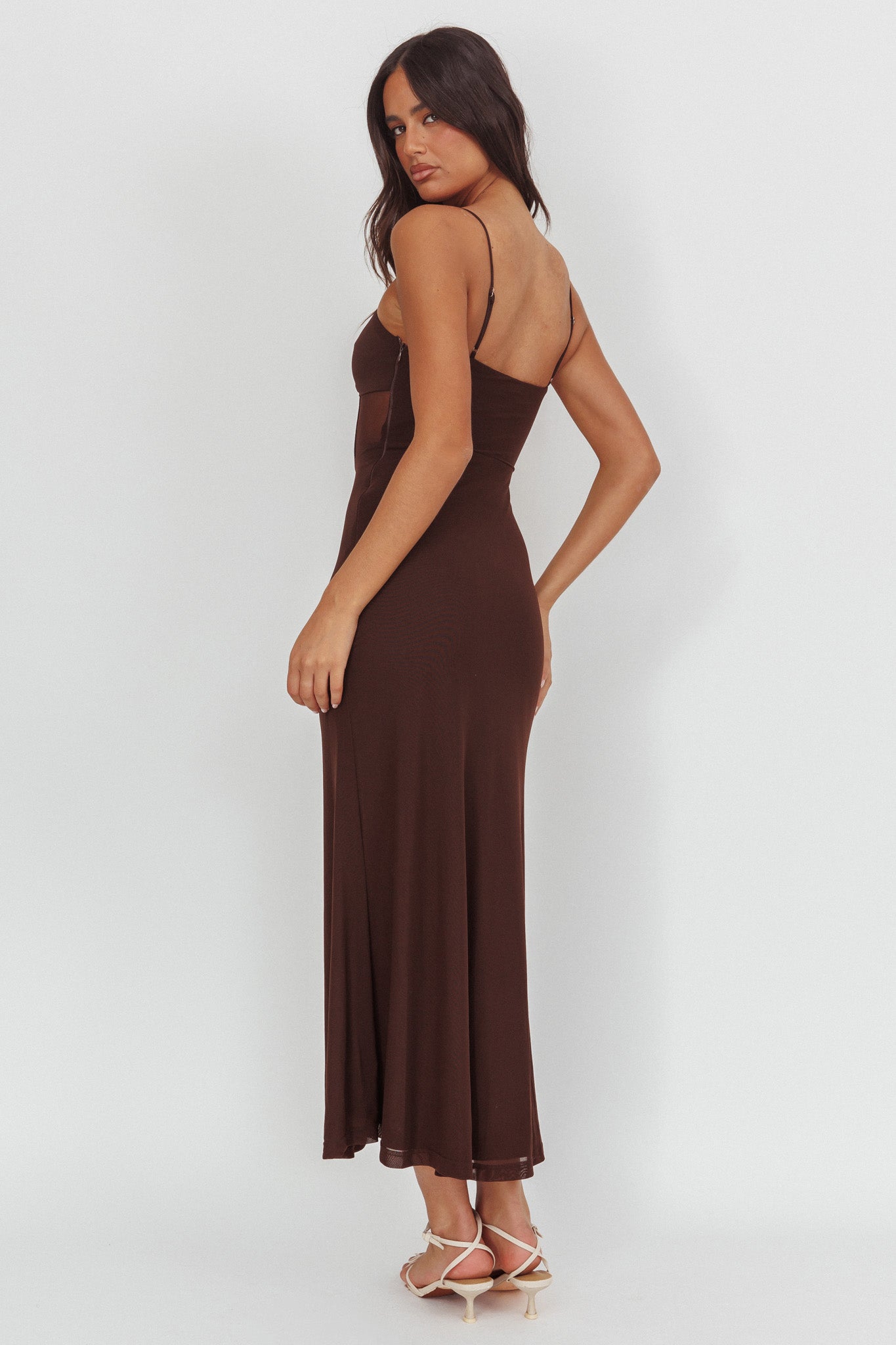 Such A Libra Sheer Bodice Maxi Dress Chocolate Secondary image