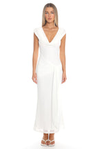 Virgo Season Draped Shoulder Maxi Dress White