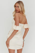 Everly Off-Shoulder Drape Mini Dress Cream