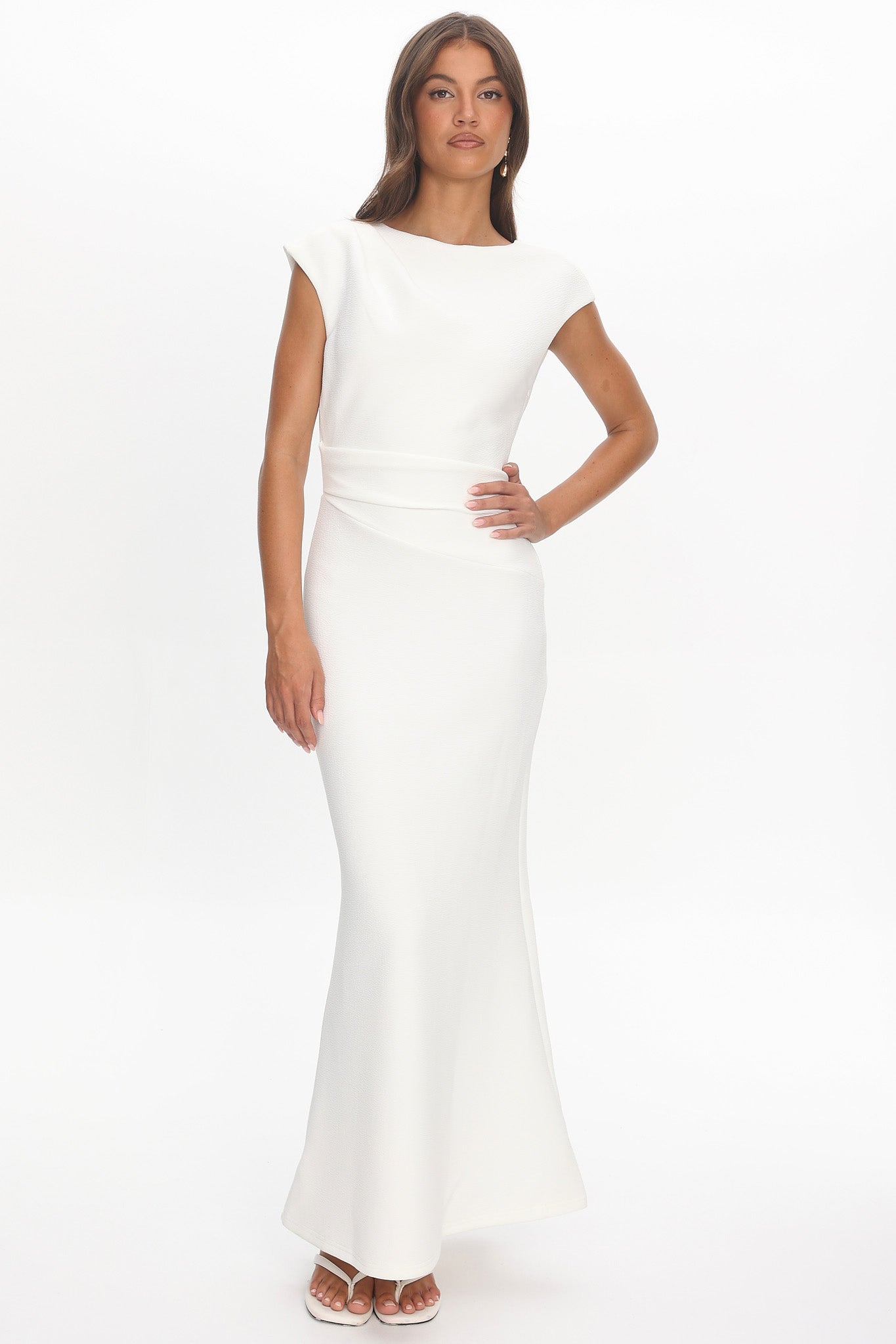 Zarae Cap Sleeve Surplice Back Maxi Dress White Secondary image