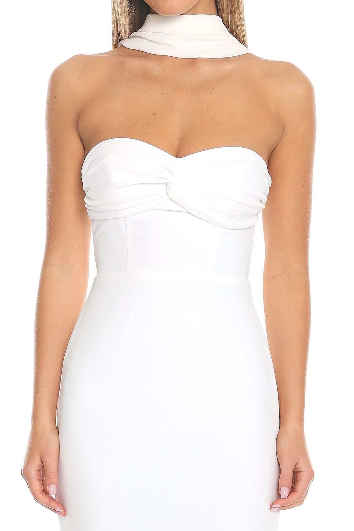 Of The Night Twist Bust Maxi Dress White