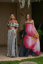 Amaria Lettuce Edge Maxi Skirt Silver