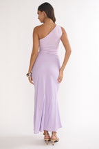 Divina One-Shoulder Gathered Waist Maxi Dress Lilac