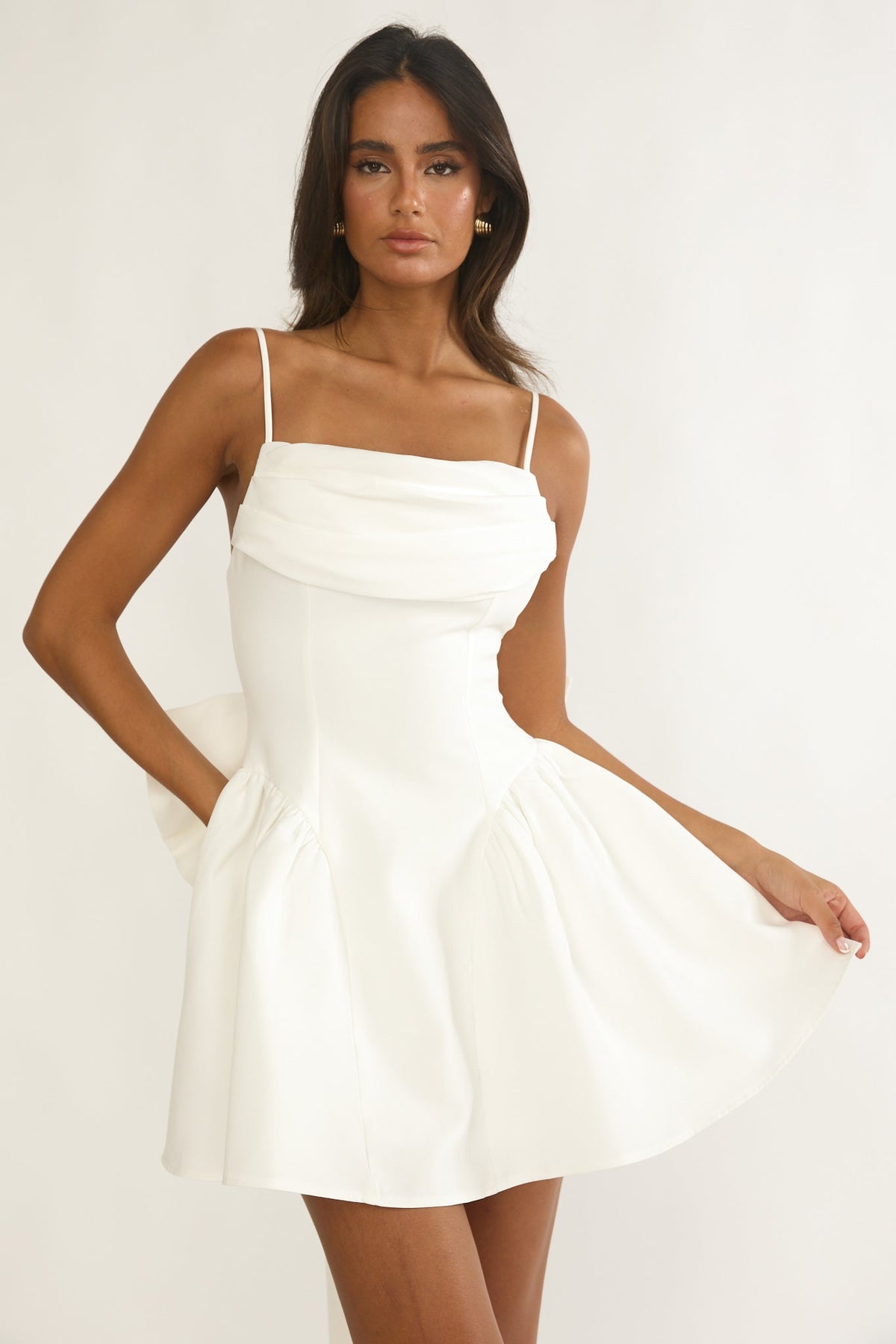 Wilder Oversized Back Bow Mini Dress White Main image