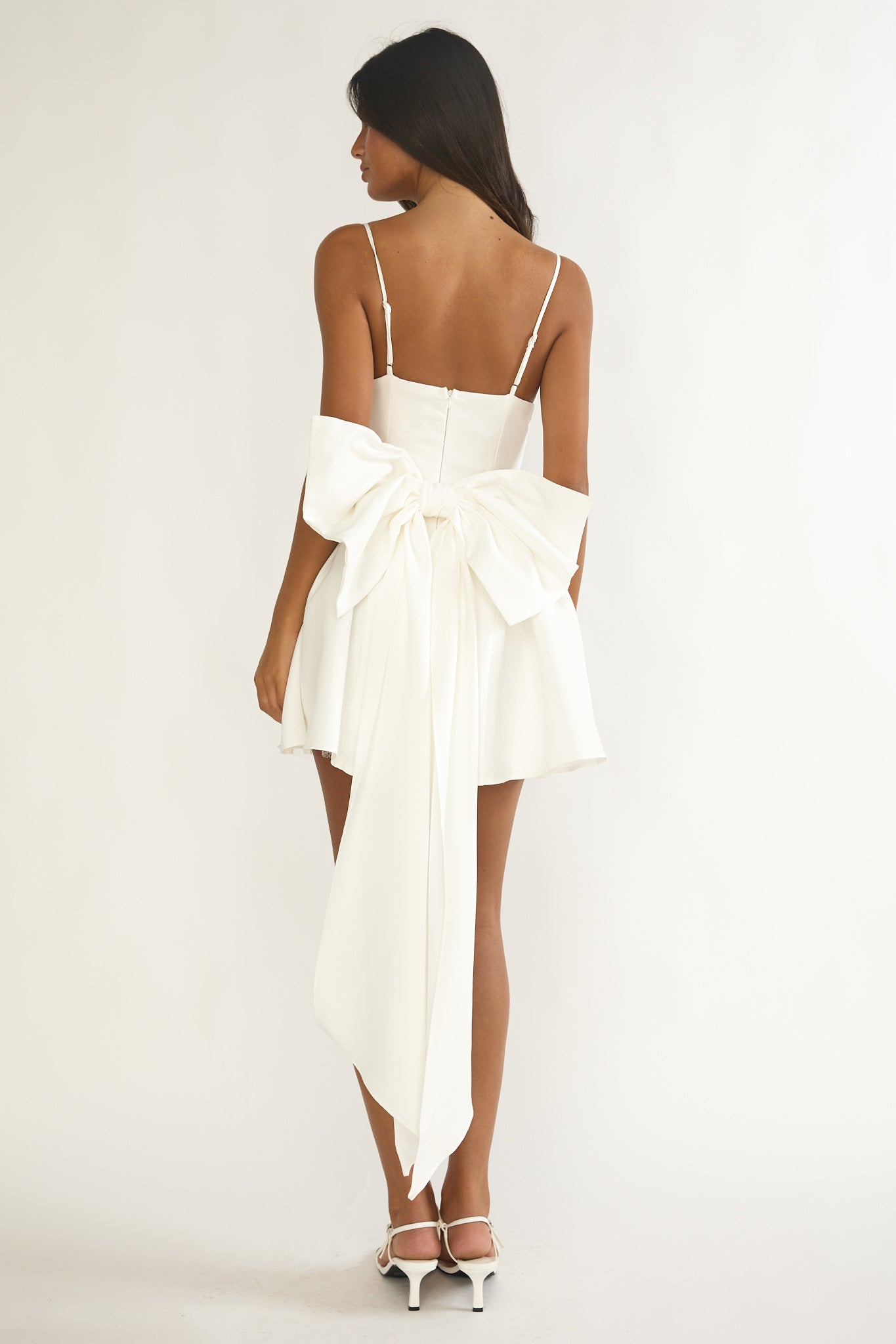 Wilder Oversized Back Bow Mini Dress White Secondary image