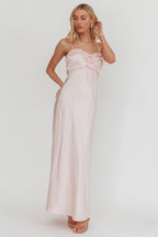 Caryn Frill Trim Maxi Dress Pink