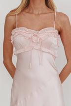 Caryn Frill Trim Maxi Dress Pink