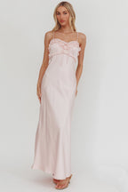 Caryn Frill Trim Maxi Dress Pink