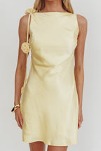 Collecting Memories Backless Rosette String Mini Dress Butter