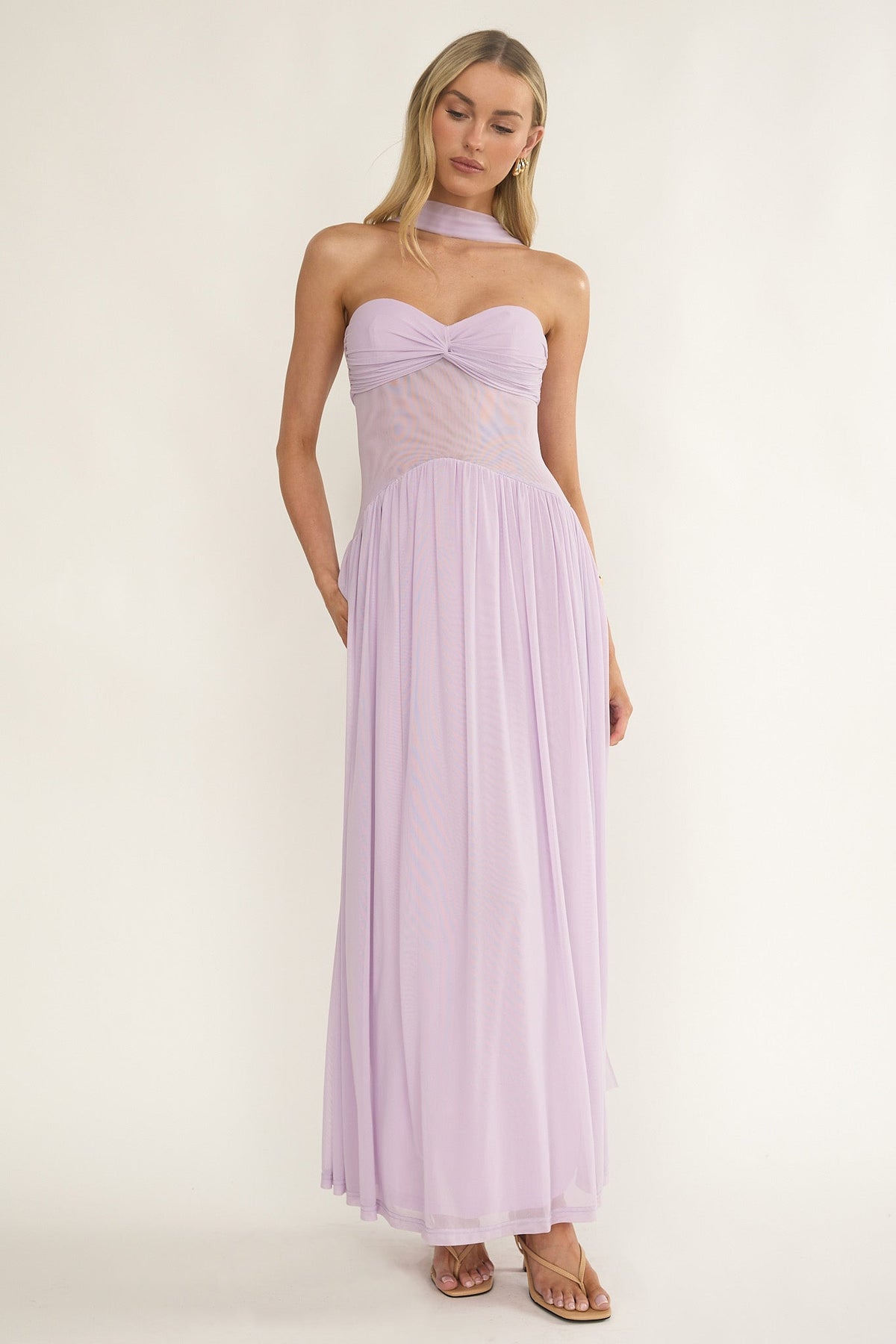 Annita Sheer Waist Maxi Dress Lilac Main image