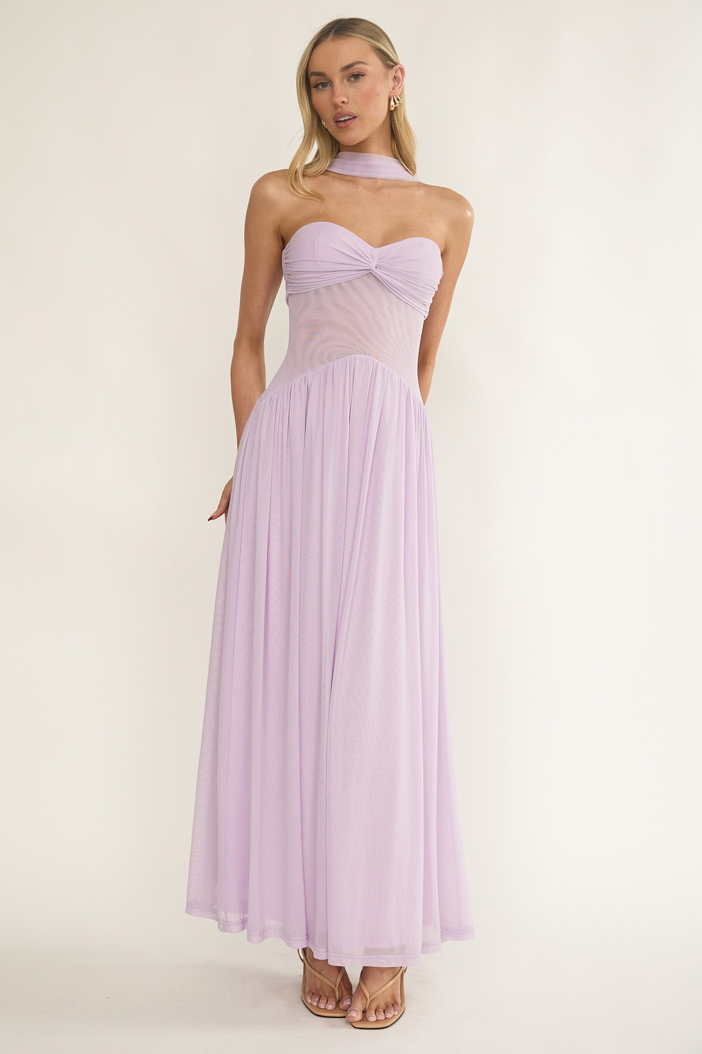 Annita Sheer Waist Maxi Dress Lilac Secondary image