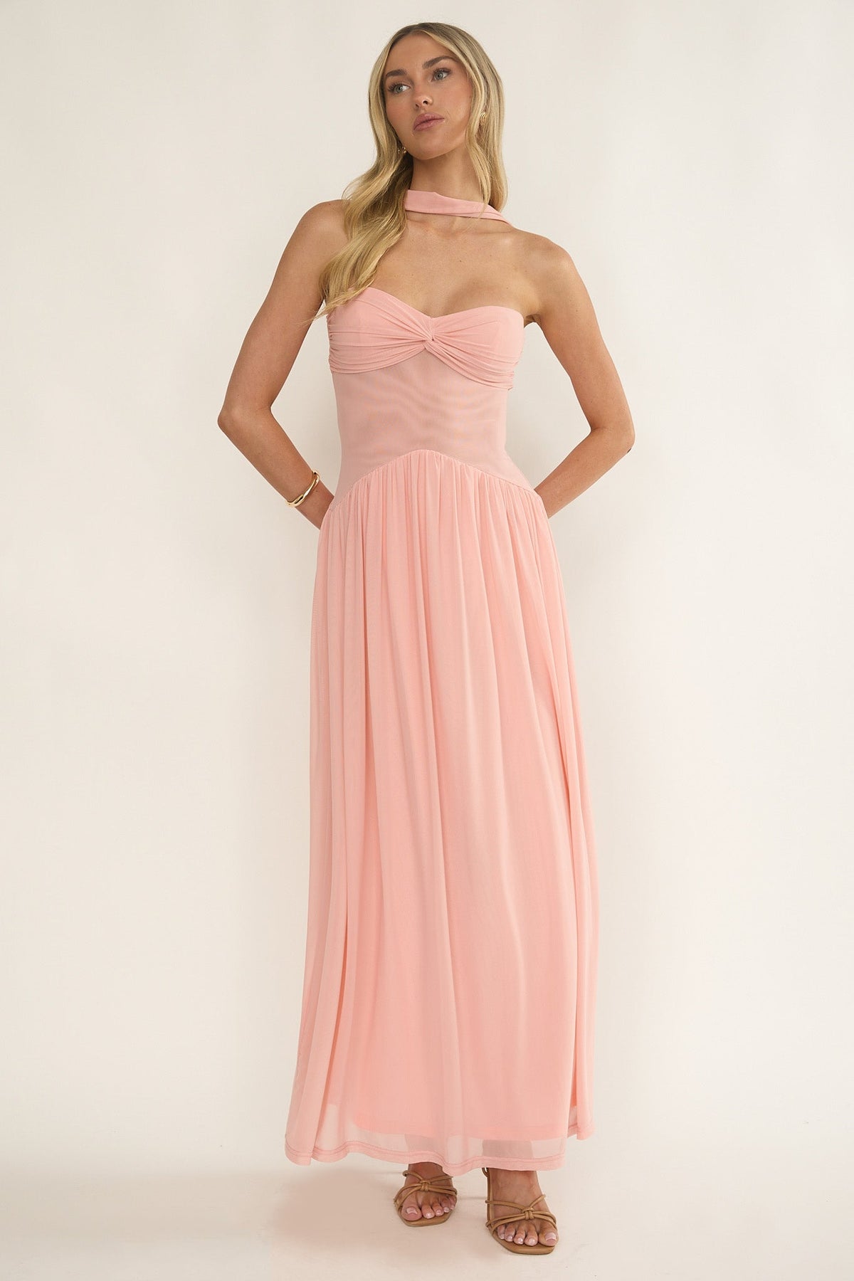 Annita Sheer Waist Maxi Dress Blush Main image