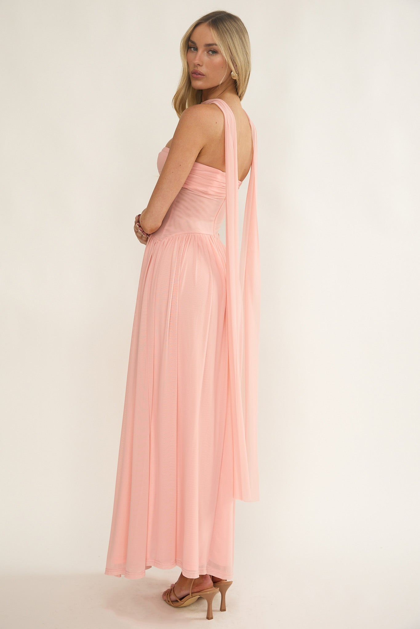 Annita Sheer Waist Maxi Dress Blush Secondary image