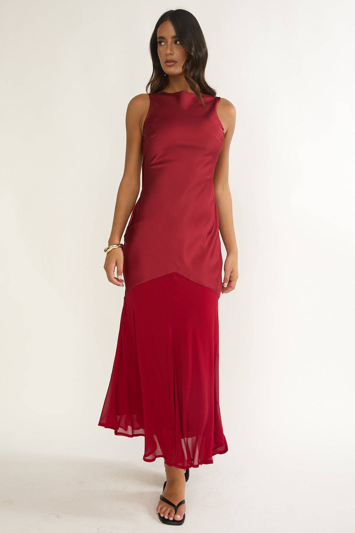 Veyla Shoulder Sash Maxi Dress Wine Main image