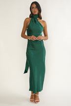 Rionna Open Cowl Back Maxi Dress Forest Green