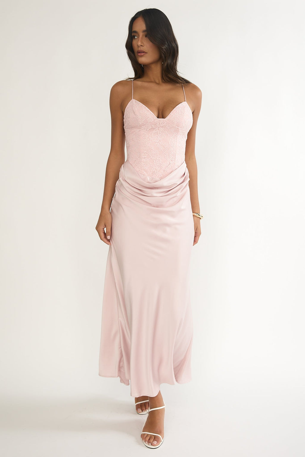 Faelis Draped Waist Maxi Dress Pink
