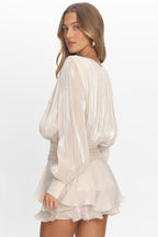 Fontaine Long Sleeve Layered Romper Oyster