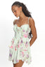 Gisora Tied Back Lace Trim Romper Floral Mint