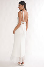 Chantrelle Twist Back Split Maxi Dress Silver