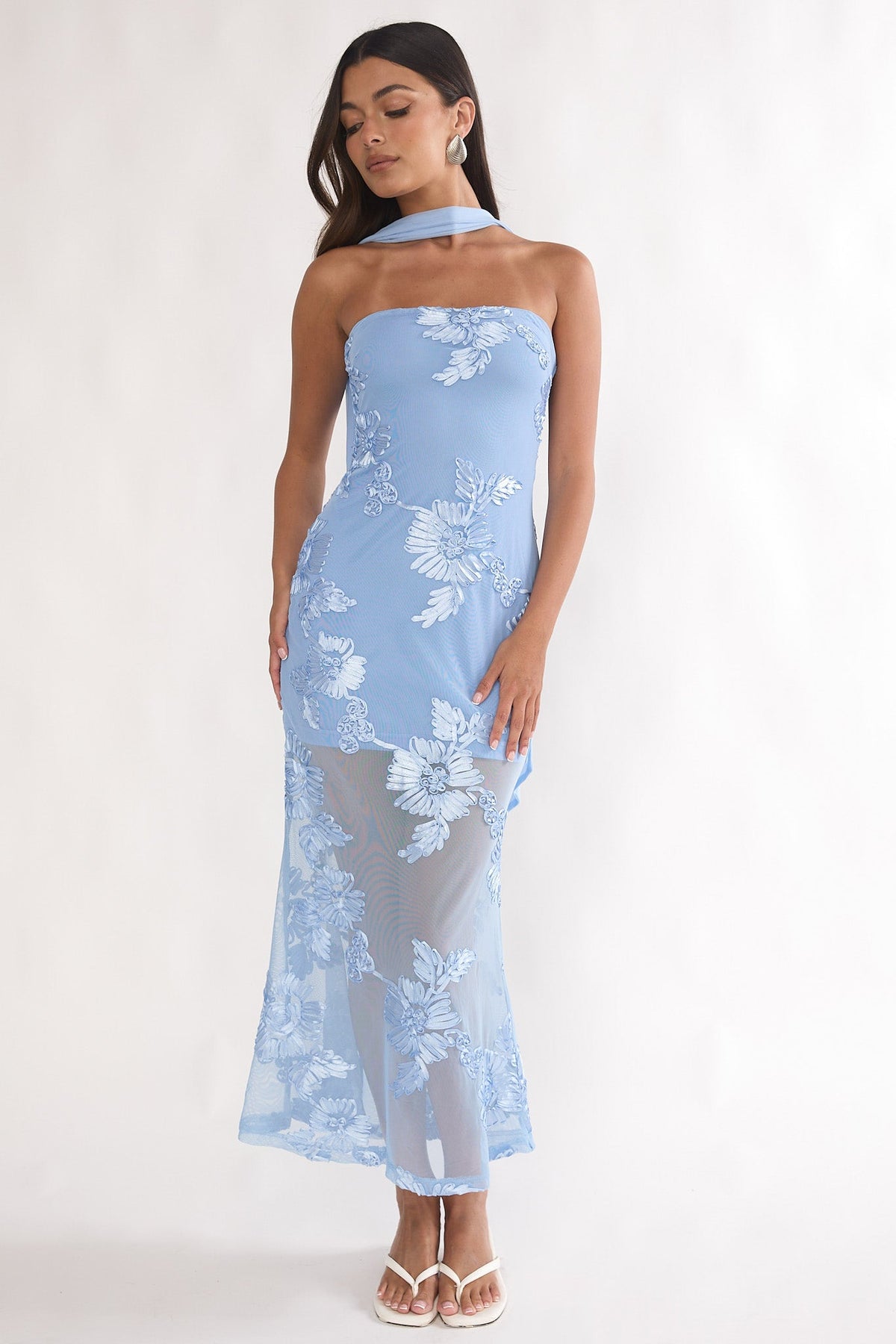 Vivia Strapless Embellished Maxi Dress Blue Main image