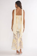 Vivia Strapless Embellished Maxi Dress Yellow