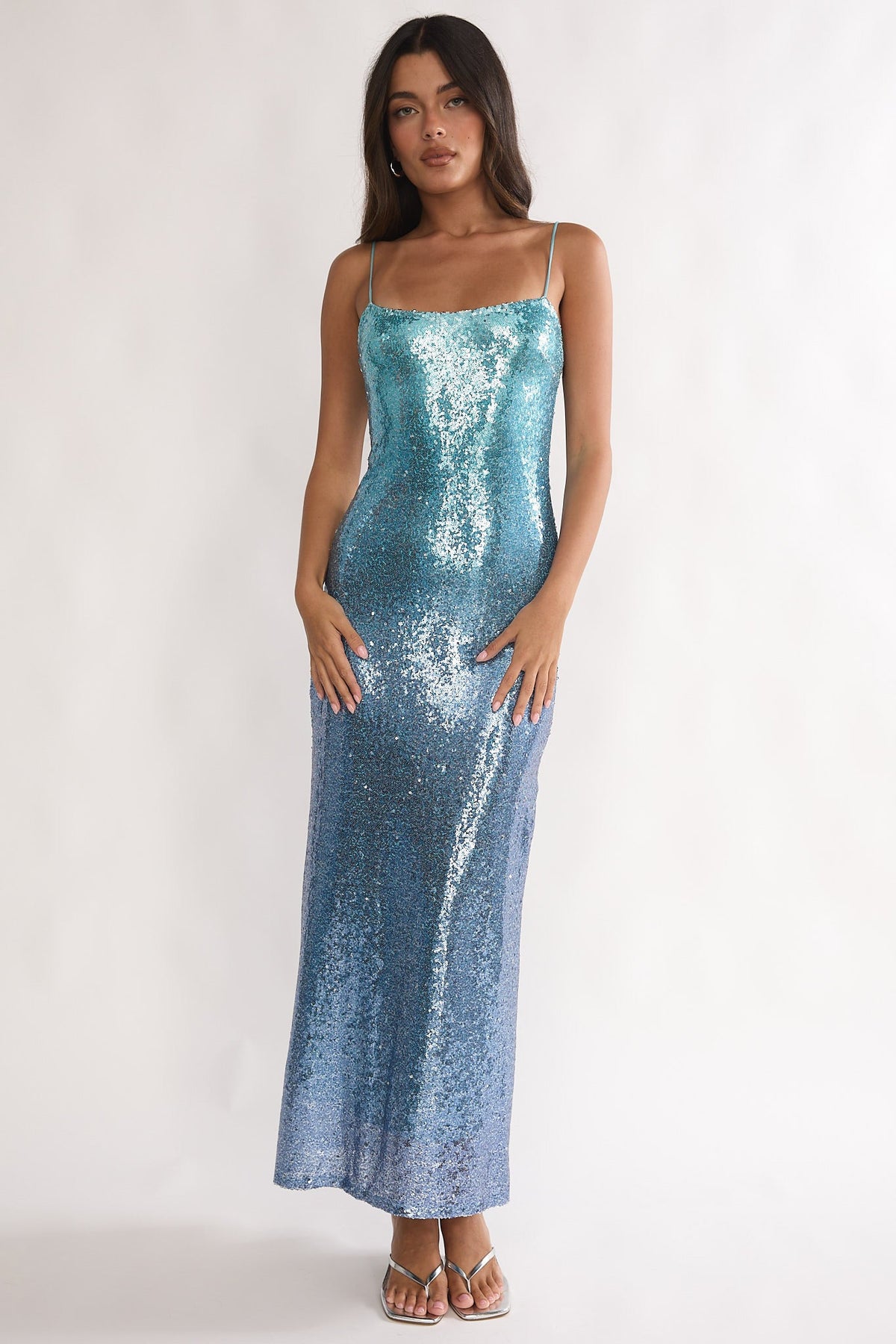 Astara Sequin Maxi Dress Gradient Blue Main image