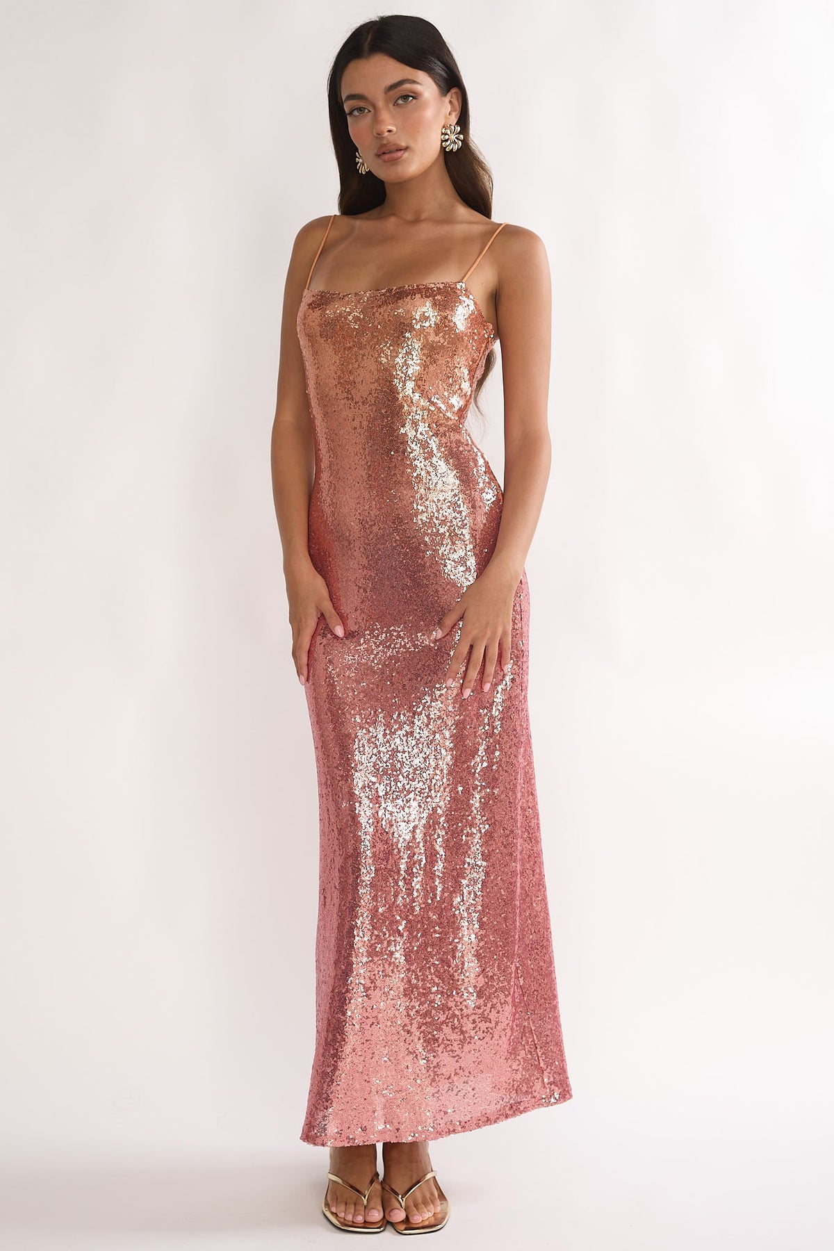 Astara Sequin Maxi Dress Gradient Pink Main image
