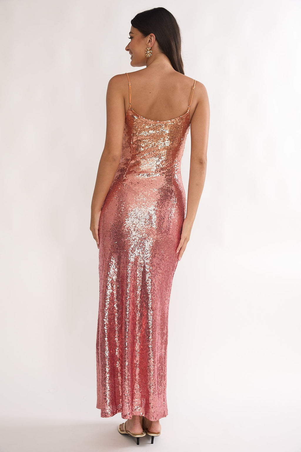 Astara Sequin Maxi Dress Gradient Pink