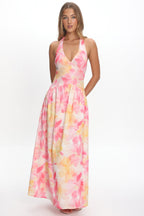 Endira Drop Waist Maxi Dress Floral Pink