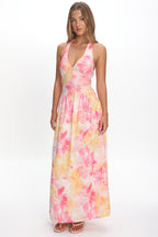 Endira Drop Waist Maxi Dress Floral Pink