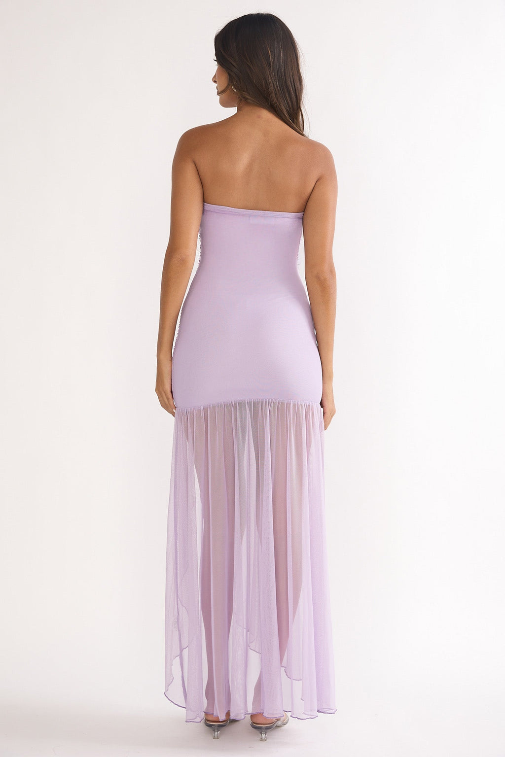 Jezra Strapless Sequin Embellished Maxi Dress Purple