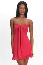 Gloria Day Tied Bust Strapless Mini Dress Raspberry