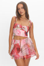 Varenna Layered Flounce Shorts Print Red