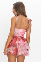 Varenna Tied Shoulder Top Print Red