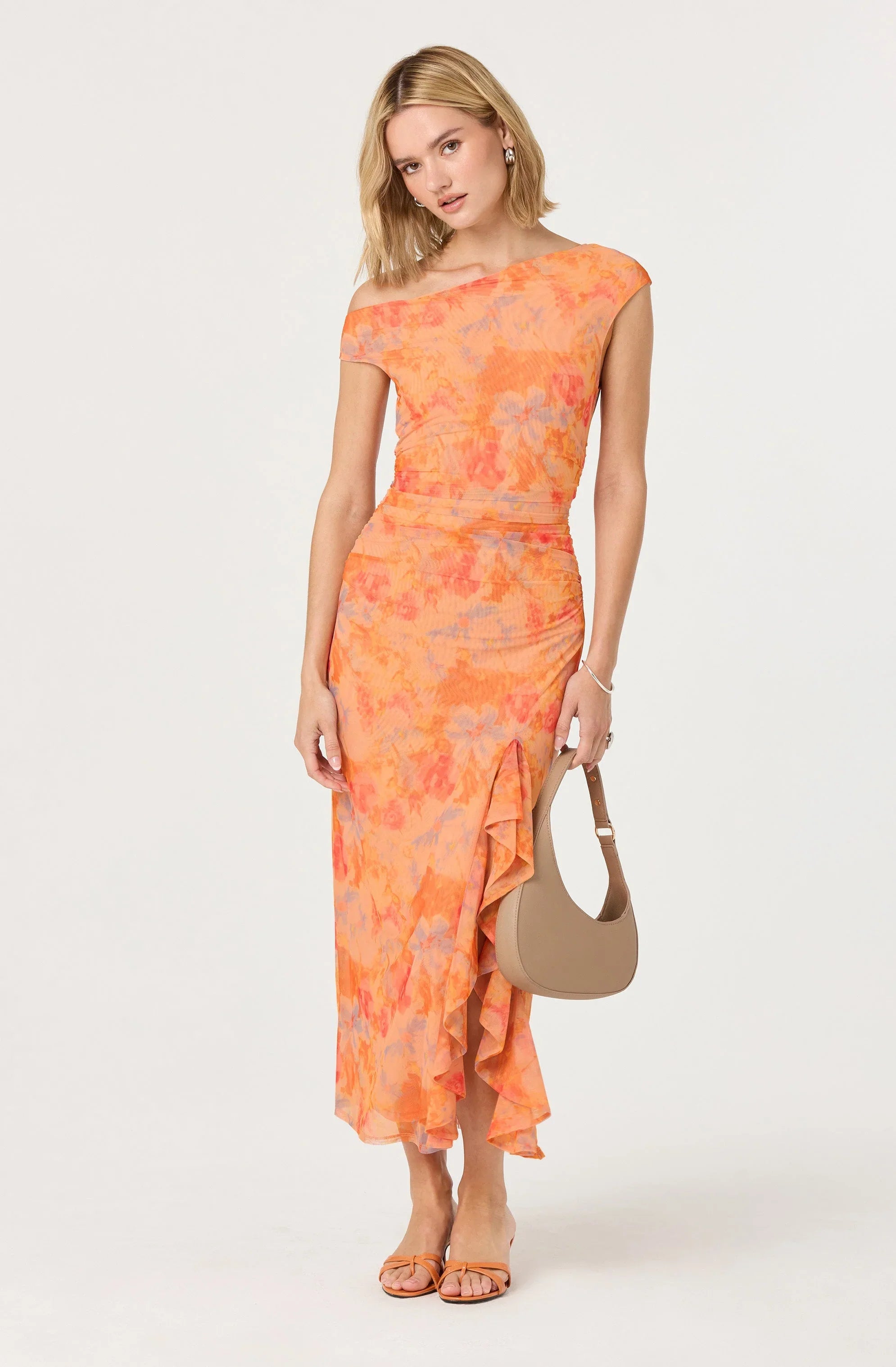 Lbruh Off Shoulder Ruffle Midi Dress