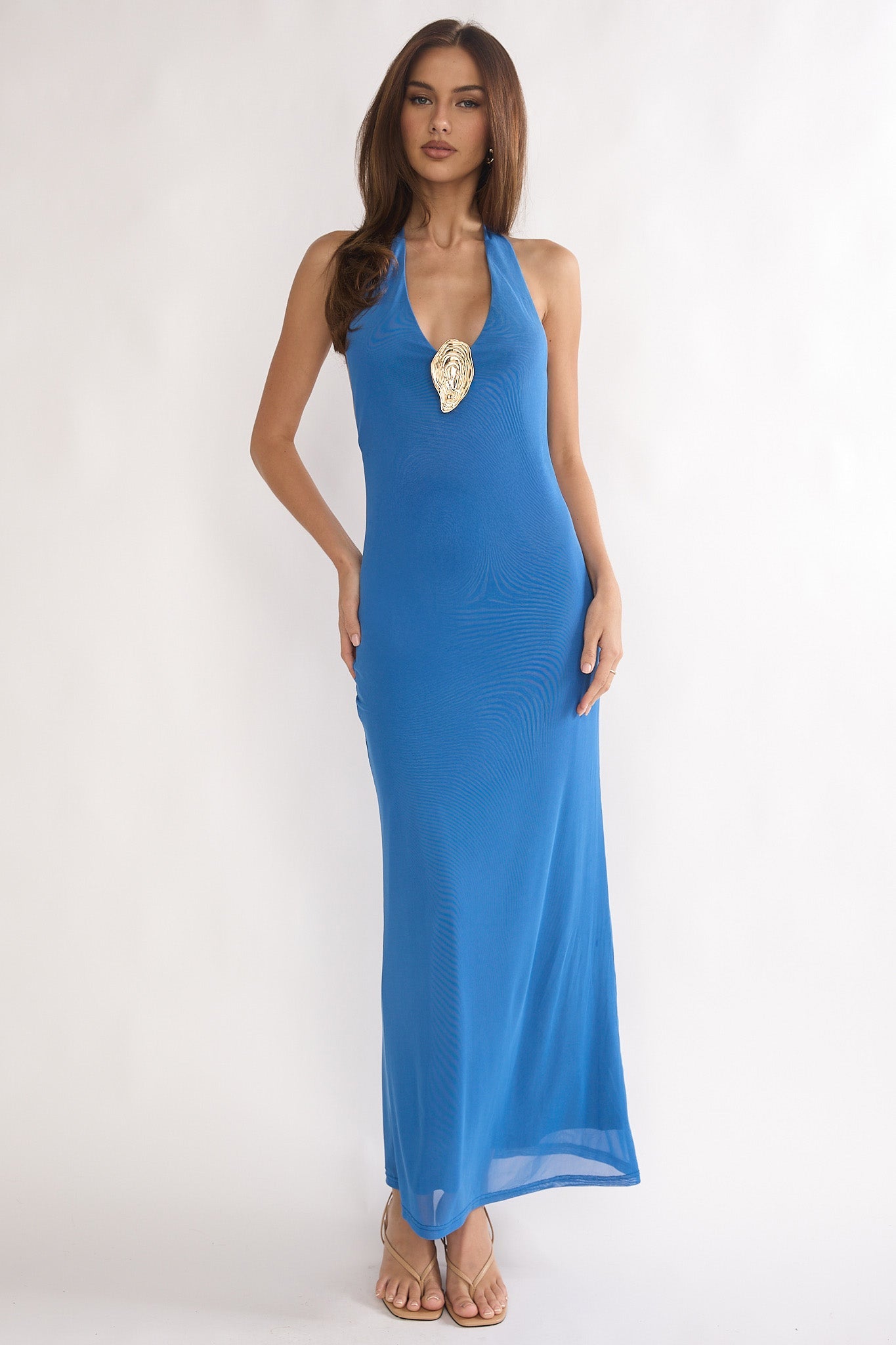 Alouette Backless Halterneck Maxi Dress Blue Secondary image