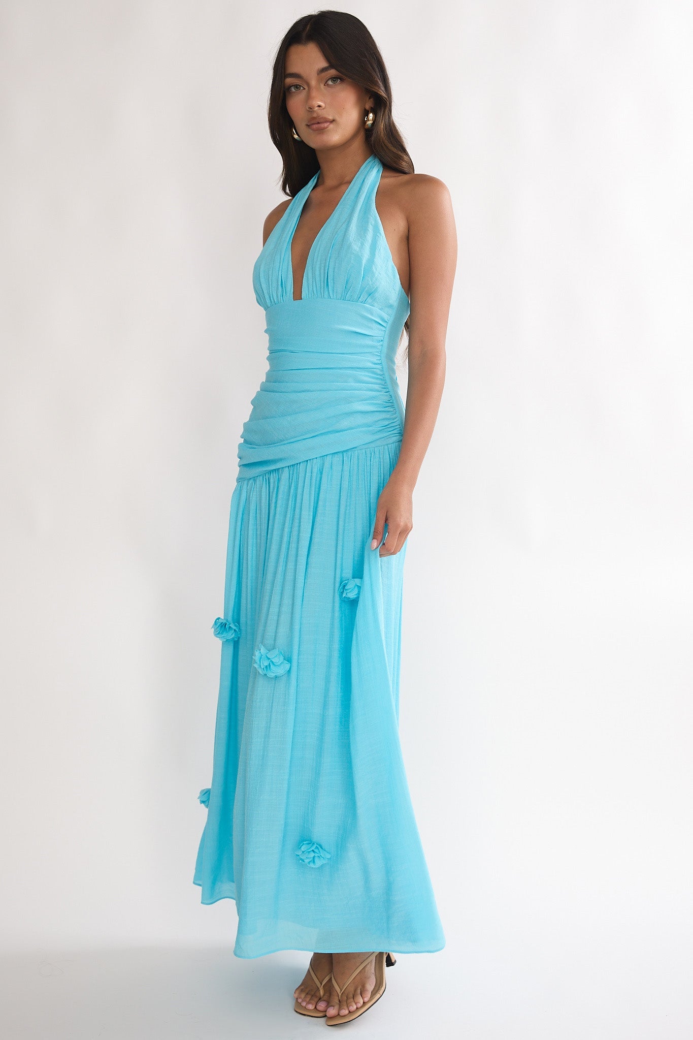 To The Sky Halterneck Maxi Dress Aqua Secondary image