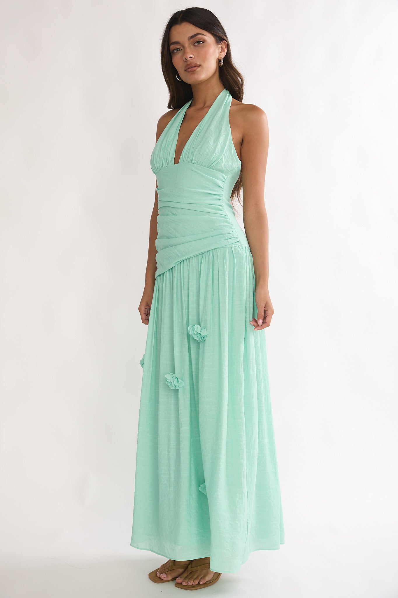 To The Sky Halterneck Maxi Dress Sage Secondary image