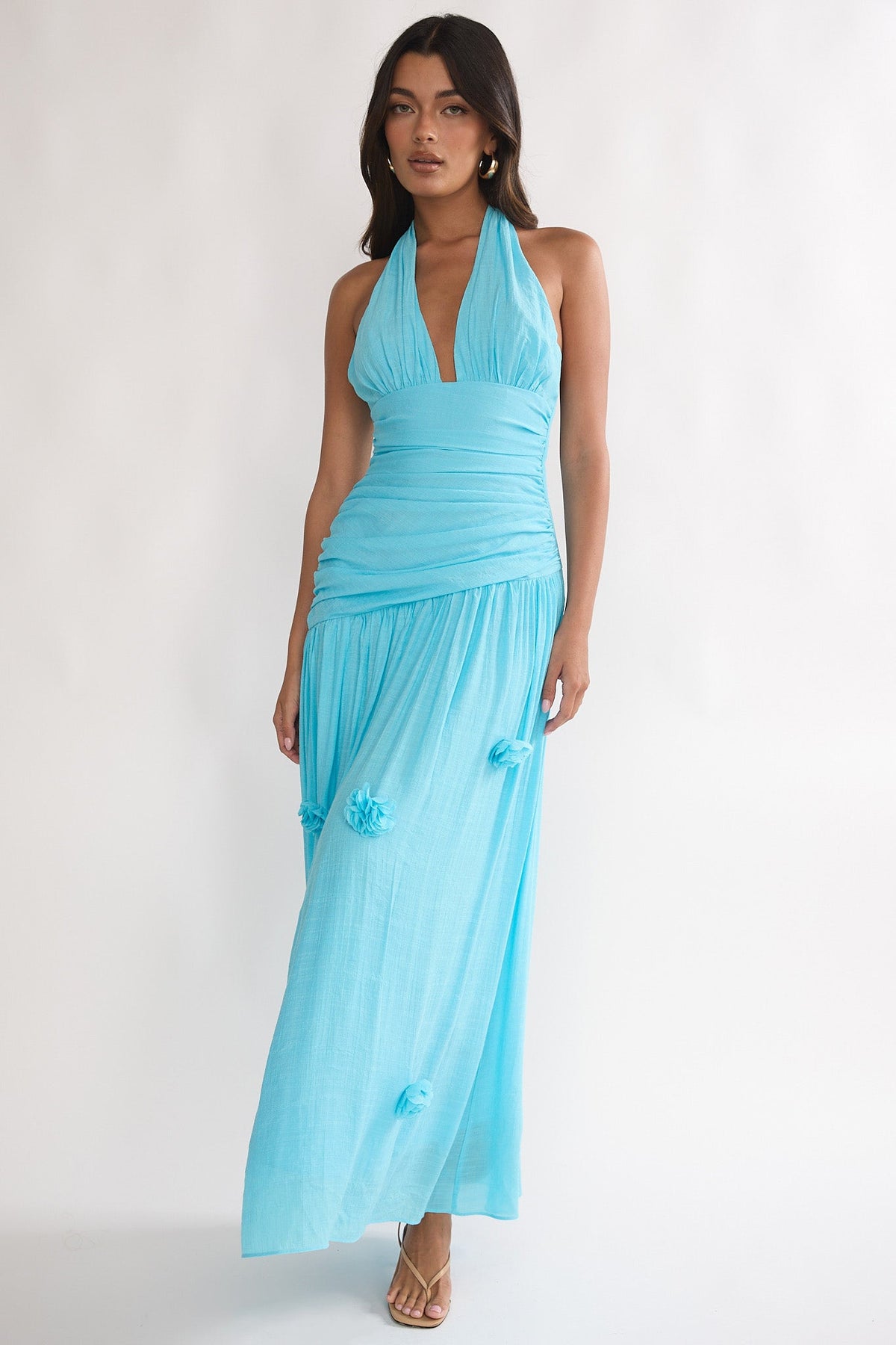 To The Sky Halterneck Maxi Dress Aqua Main image
