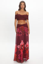 Farela Ruched Waist Maxi Skirt Fuchsia
