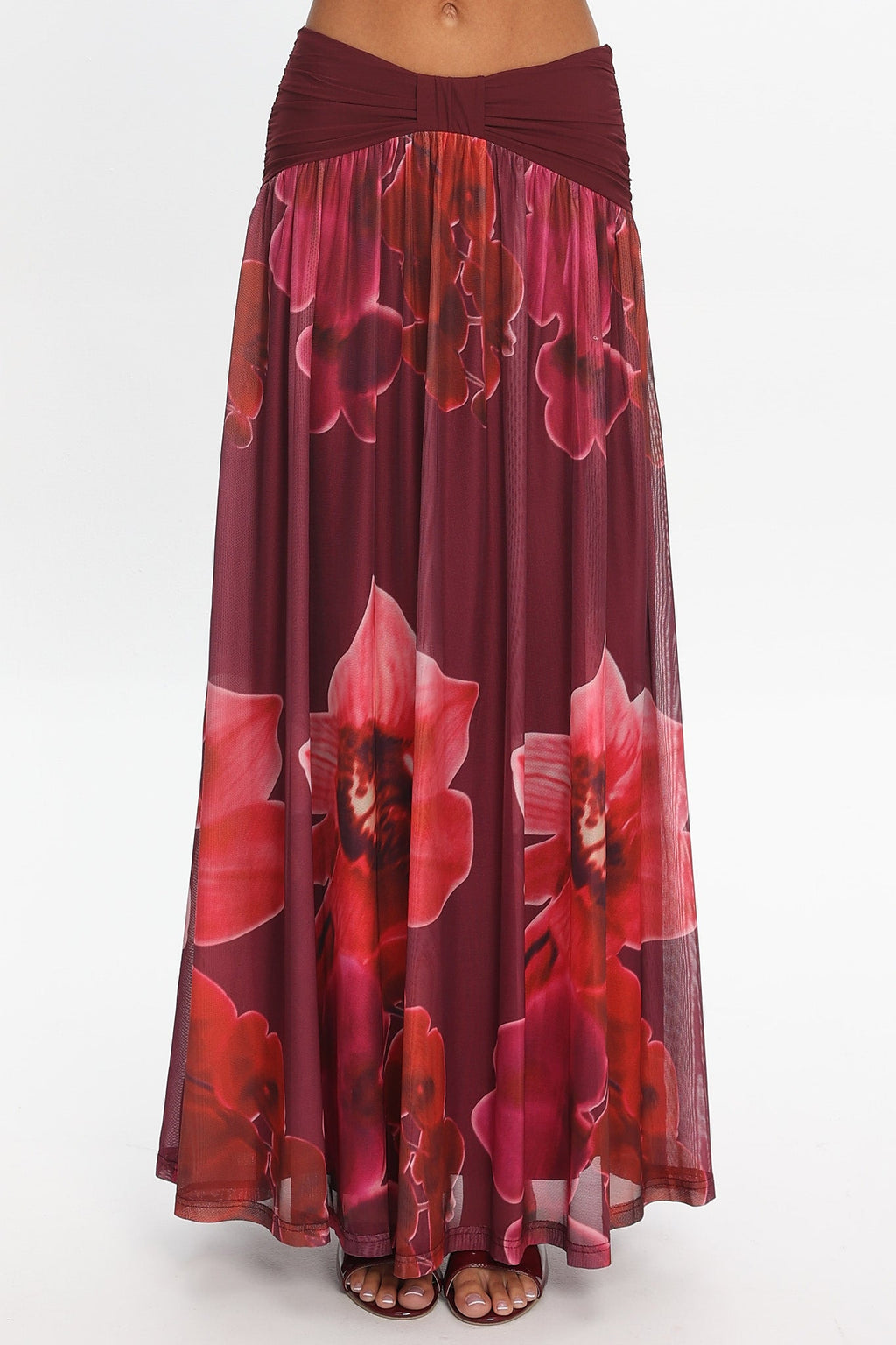 Farela Ruched Waist Maxi Skirt Fuchsia