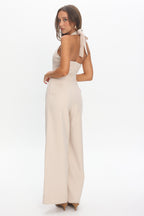 Enlighten Halterneck Jumpsuit Beige