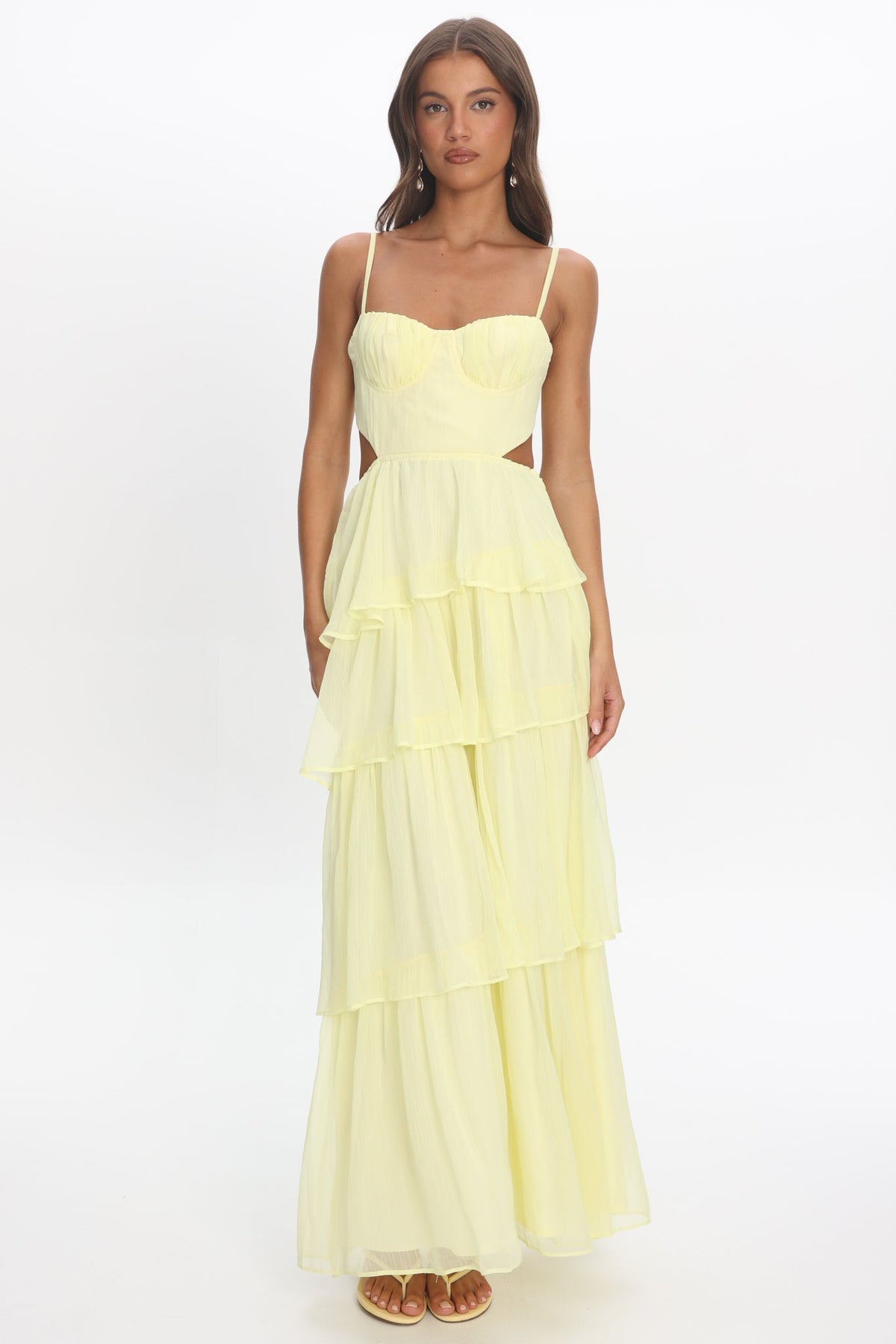 Vianne Tiered Cut-Out Maxi Dress Butter Main image