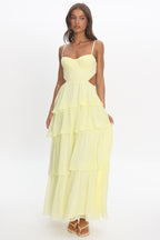 Vianne Tiered Cut-Out Maxi Dress Butter