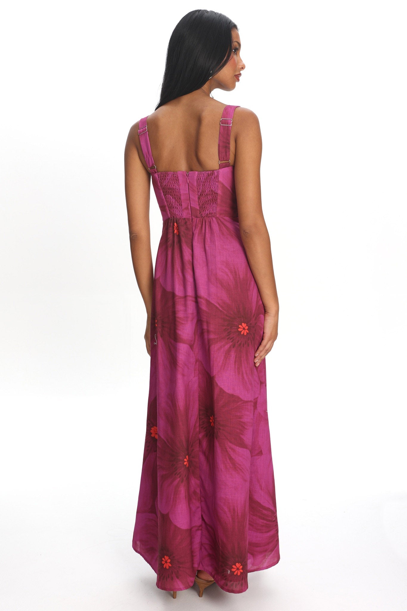 Teressa Square Neck Maxi Dress Floral Fuchsia Secondary image