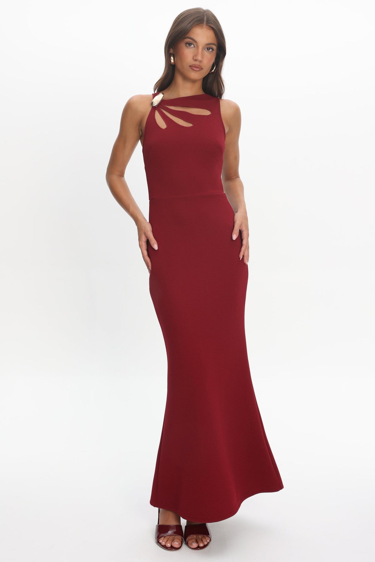 Antwerp Cut-Out Bust Maxi Dress Plum Main image