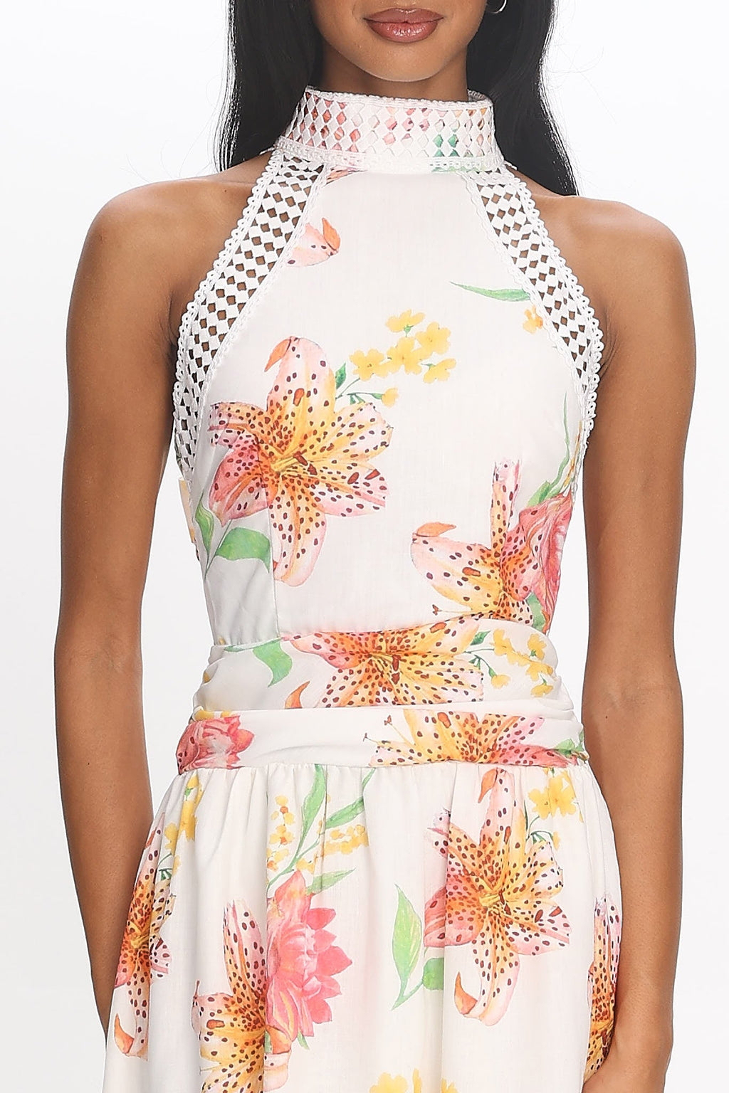 Capri Coast Floral Maxi Dress White