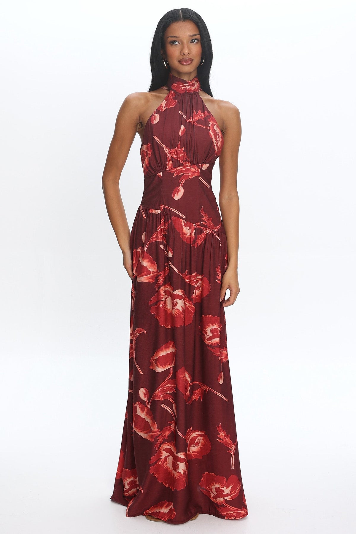 Agoura Halterneck Maxi Dress Floral Cherry Main image