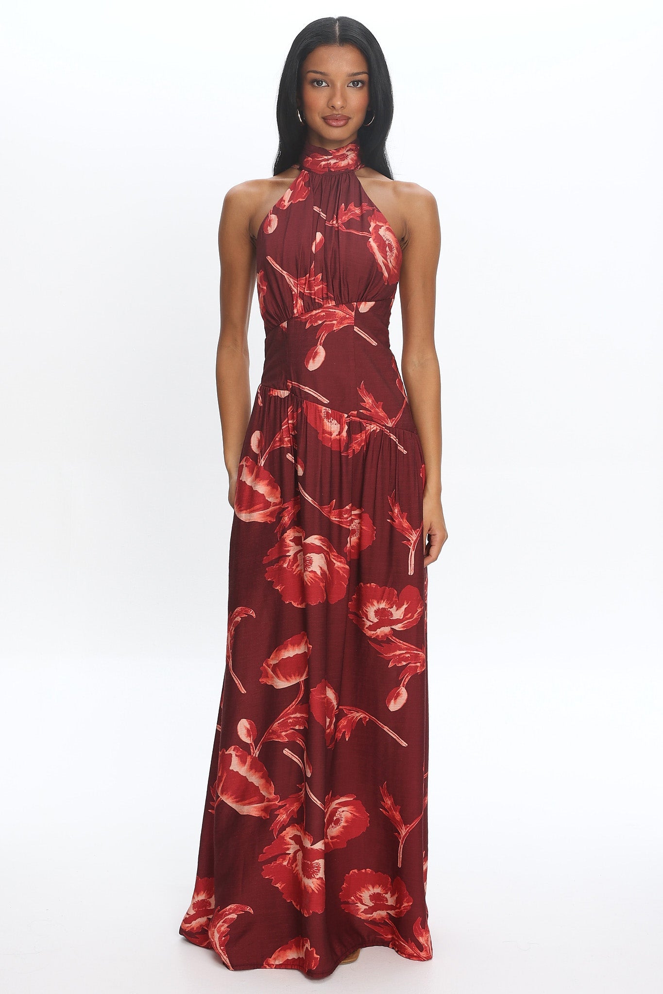 Agoura Halterneck Maxi Dress Floral Cherry Secondary image